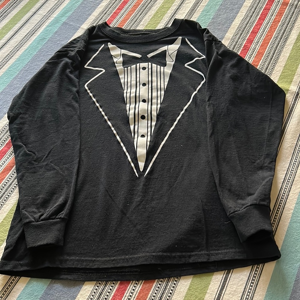 Unisex youth large tuxedo tshirt.